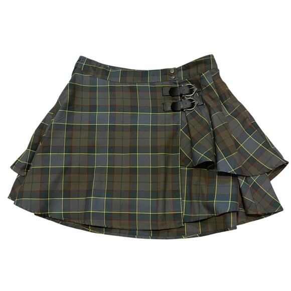 Torrid Size 10 Outlander Tartan Plaid Fraser Kilt Ruffle Buckle Skirt Punk Goth - Picture 3 of 3